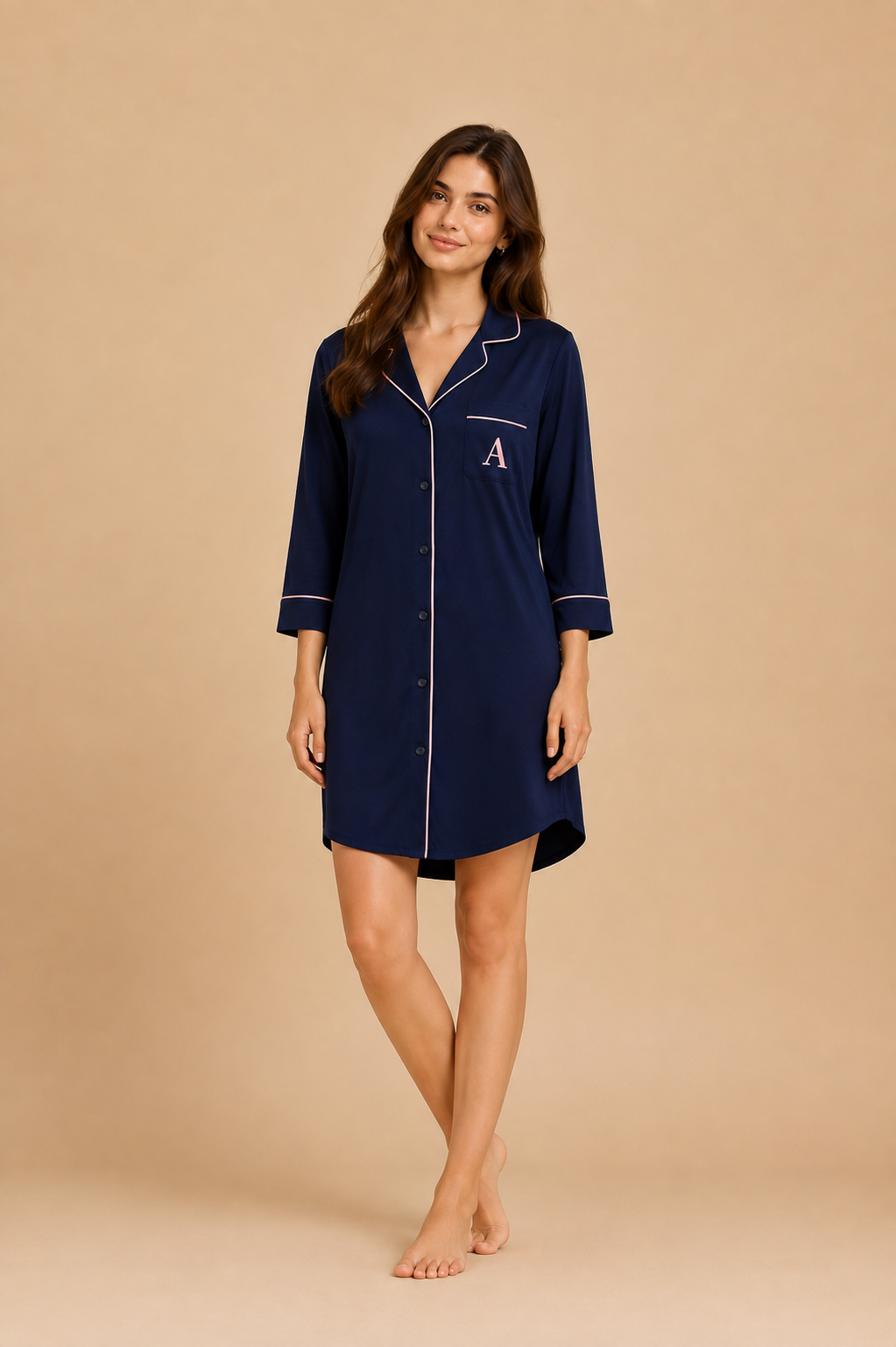 Cotton with Initials on pocket Sleep Shirt