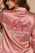 Name + Bridesmaid/ Bestie/ Sister/ Mother of the Bride Satin Pj Set  | Prepaid Orders Only
