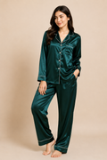 Green Floral Initials Personalise Satin Pj Set