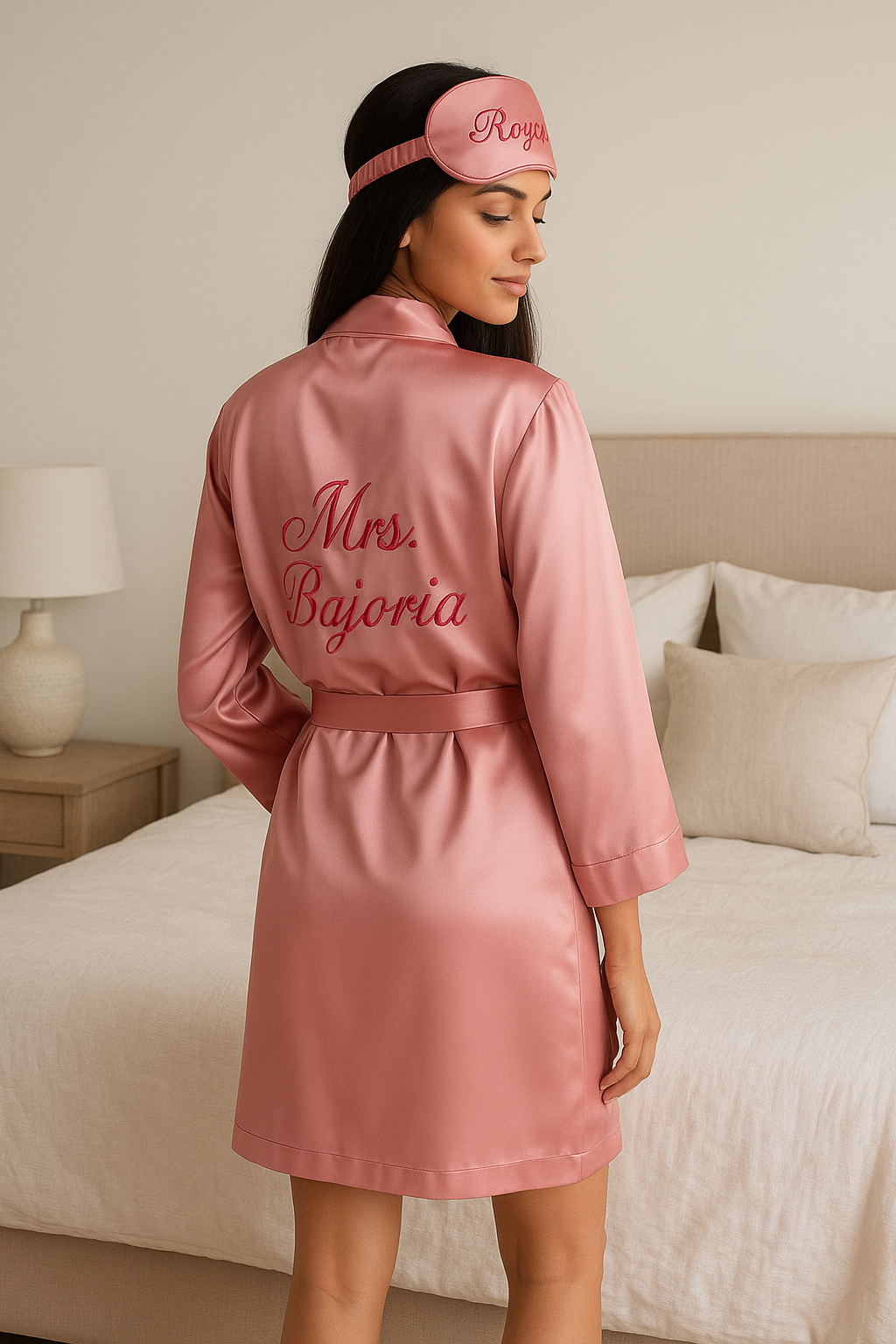 Rose Gold Personalise Robe + Eyemask  | Prepaid Orders Only