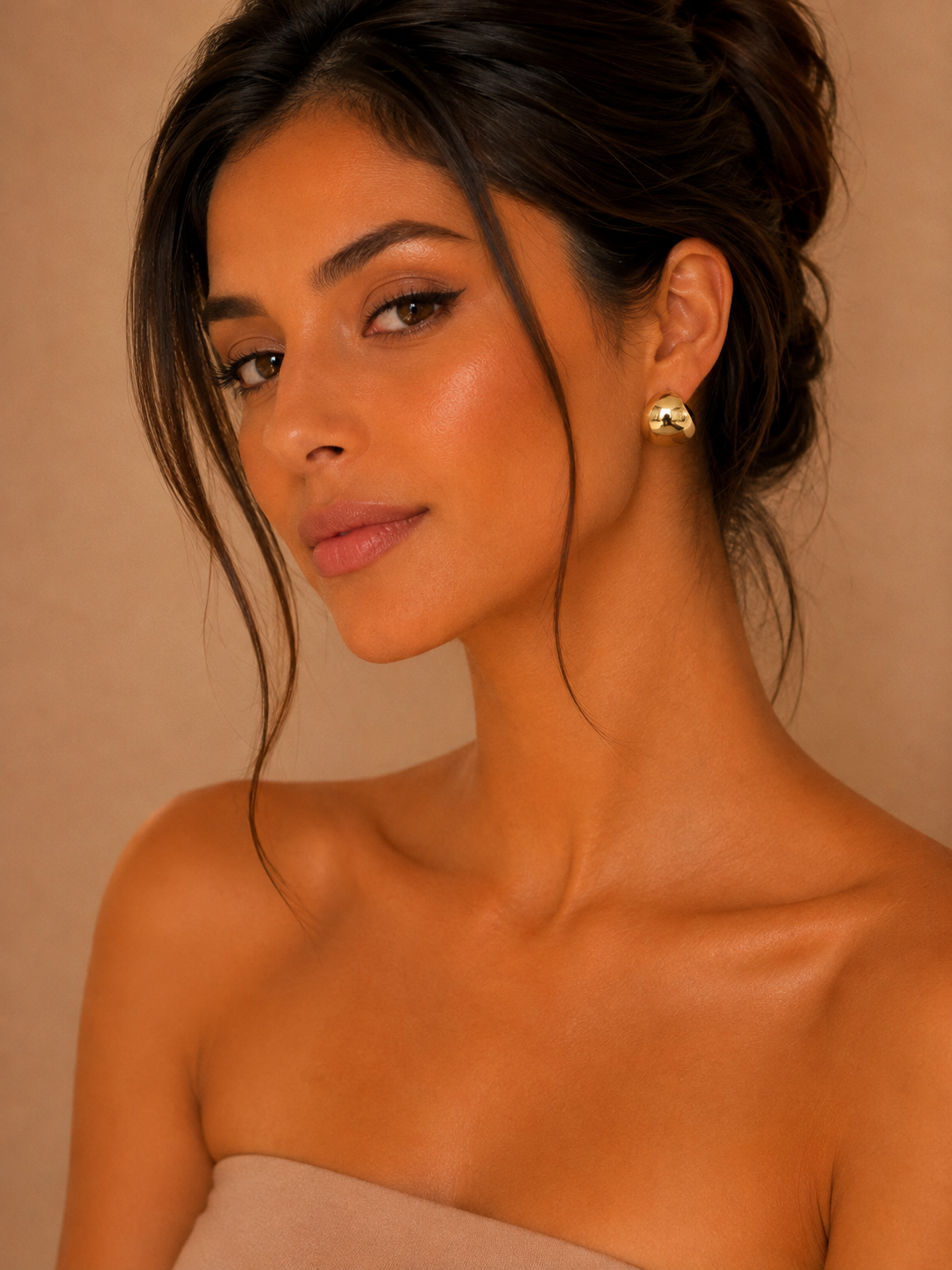 Golden pebble drops Earrings