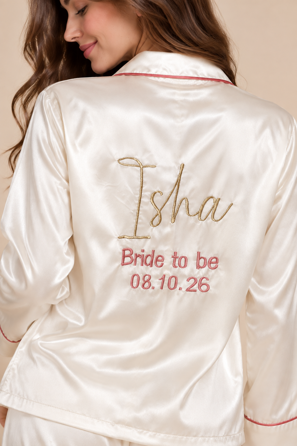 Name + Bridesmaid/ Bestie/ Sister/ Mother of the Bride Satin Pj Set  | Prepaid Orders Only