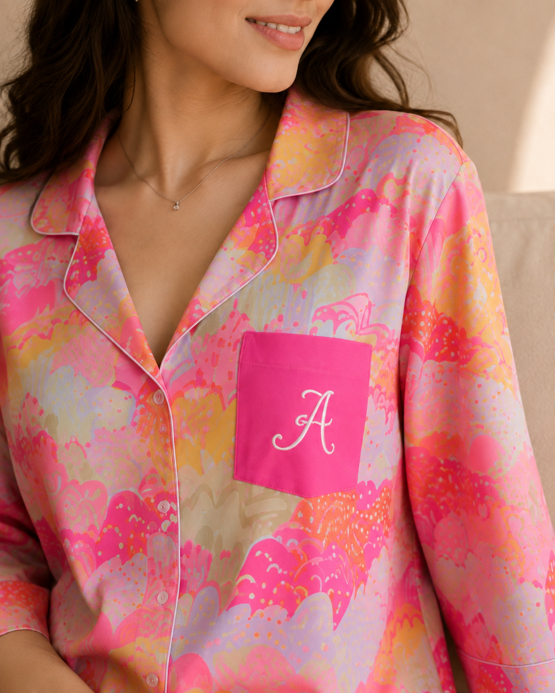 Cloud Candy Sleep Shirt with Initial Customised Pocket