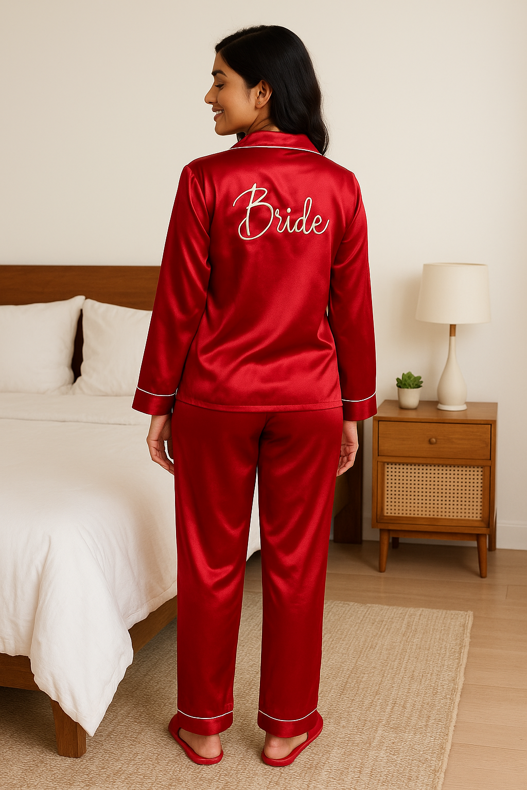 Red Bride Satin Pj Set  | Prepaid Orders Only