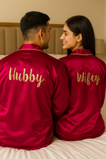 Load image into Gallery viewer, Magenta Satin Couple Shorts Set  | Prepaid Orders Only
