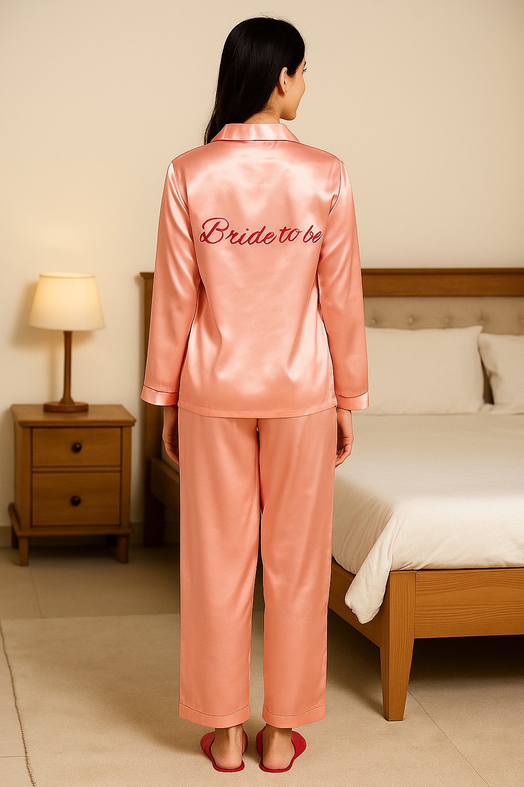Rose Gold Personalise Back Satin Pj Set  | Prepaid Orders Only