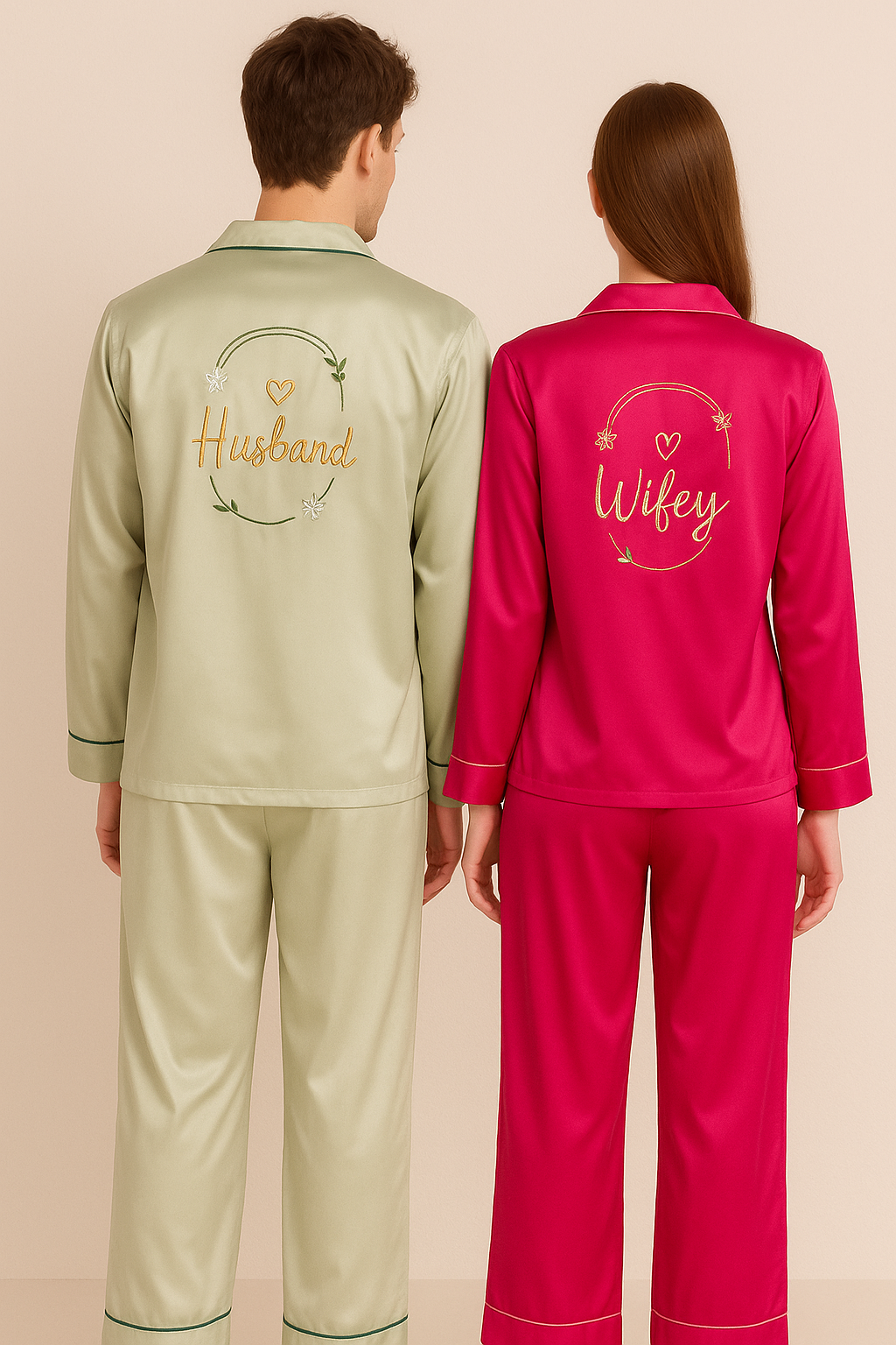 Logo Personalised Pink+ Green Couple Set  | Prepaid Orders Only