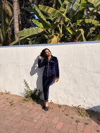 Navy Blue Velvet PJ Set