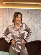 Gray Feathers Pj Set
