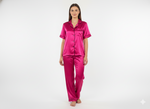 Load image into Gallery viewer, Magenta Bride Satin Pj Set  | Prepaid Orders Only
