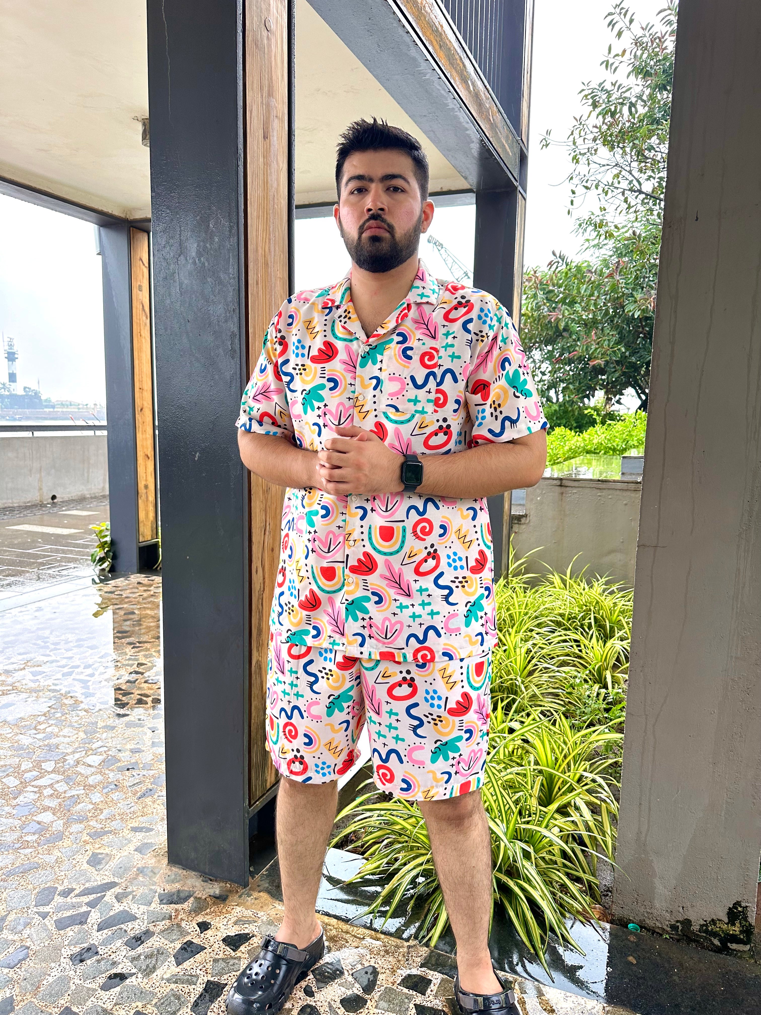 Ivory Artistic Co-Ord Set for Men