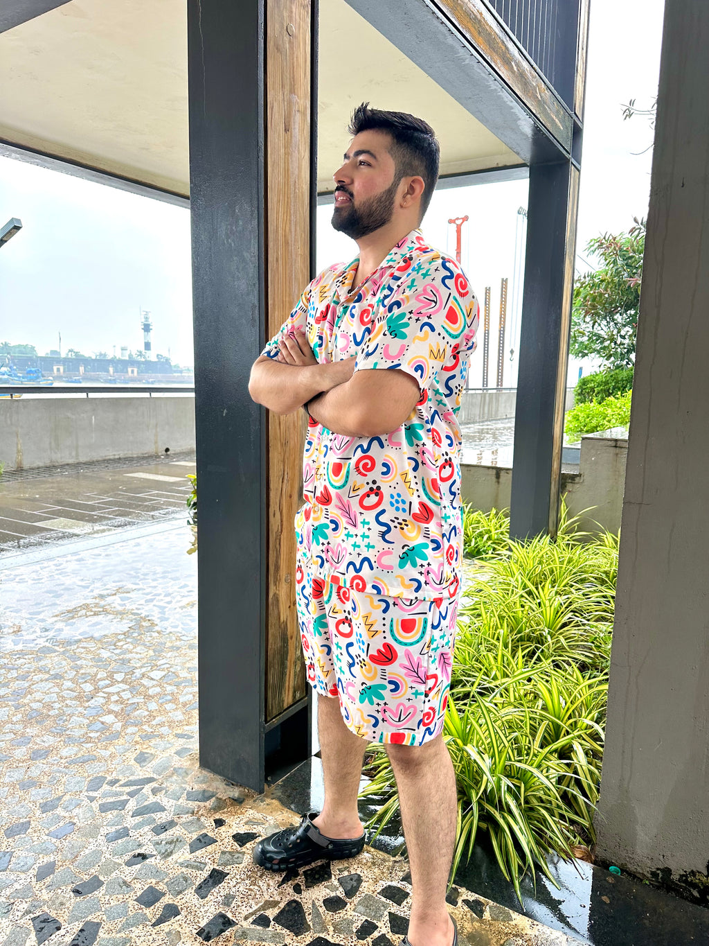 Ivory Artistic Co-Ord Set for Men