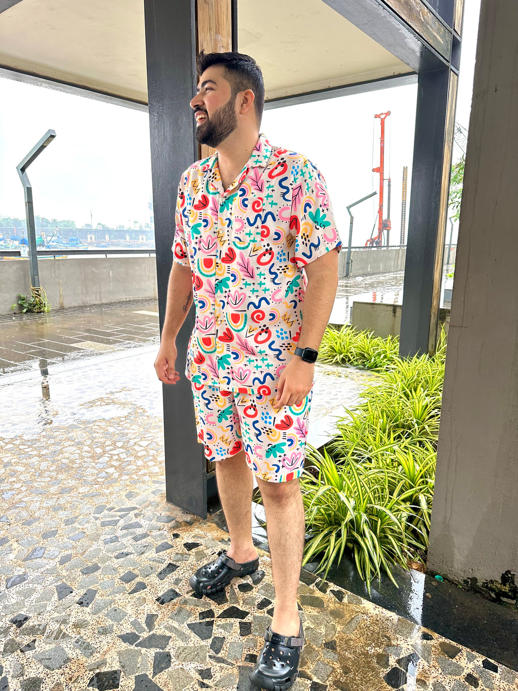 Ivory Artistic Co-Ord Set for Men