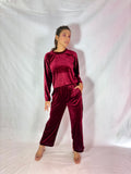 Maroon Tee + Wide Leg Pant Set