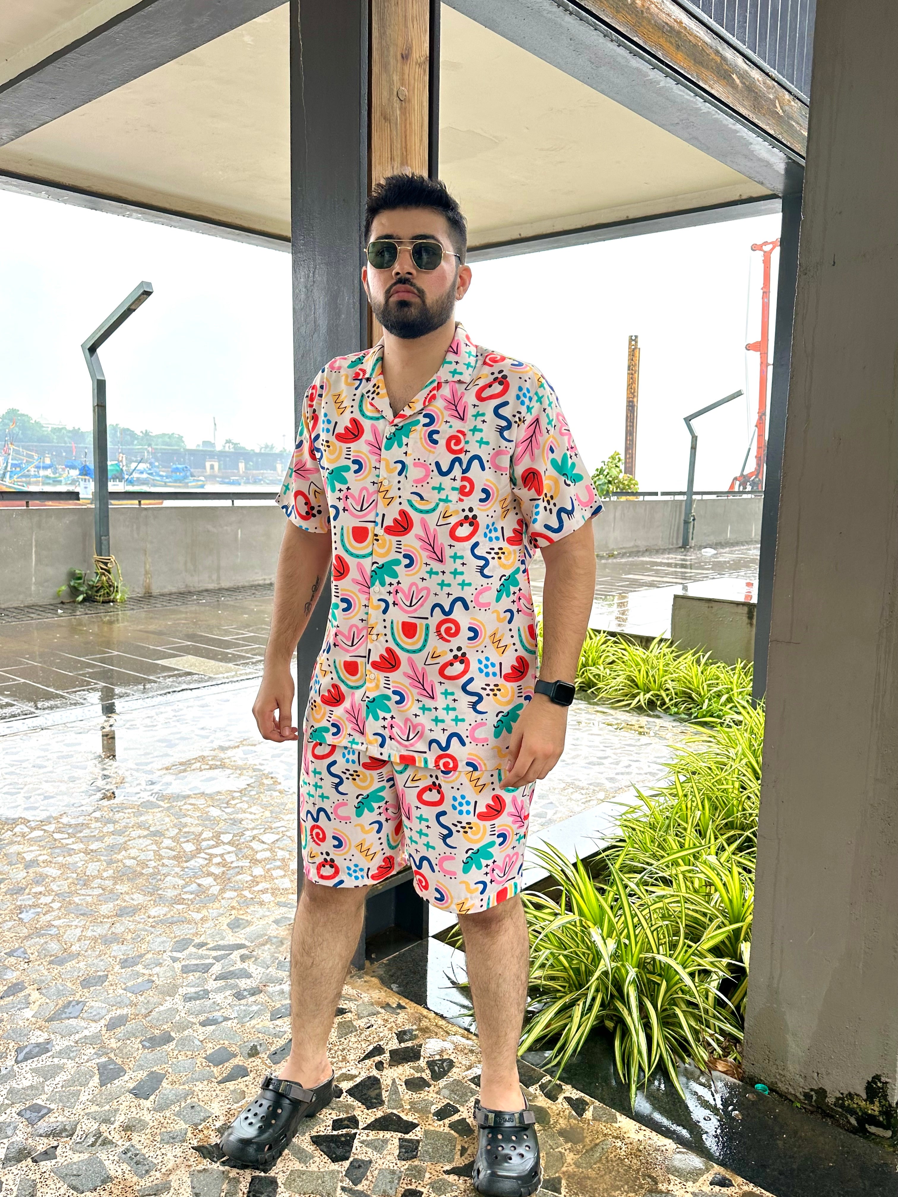Ivory Artistic Co-Ord Set for Men