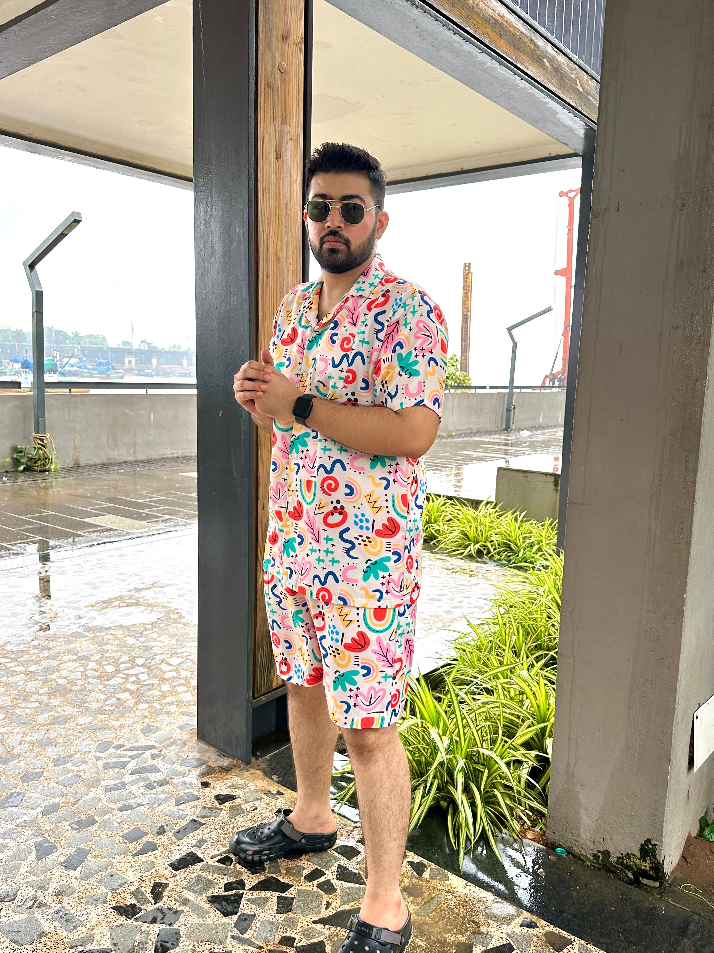 Ivory Artistic Co-Ord Set for Men