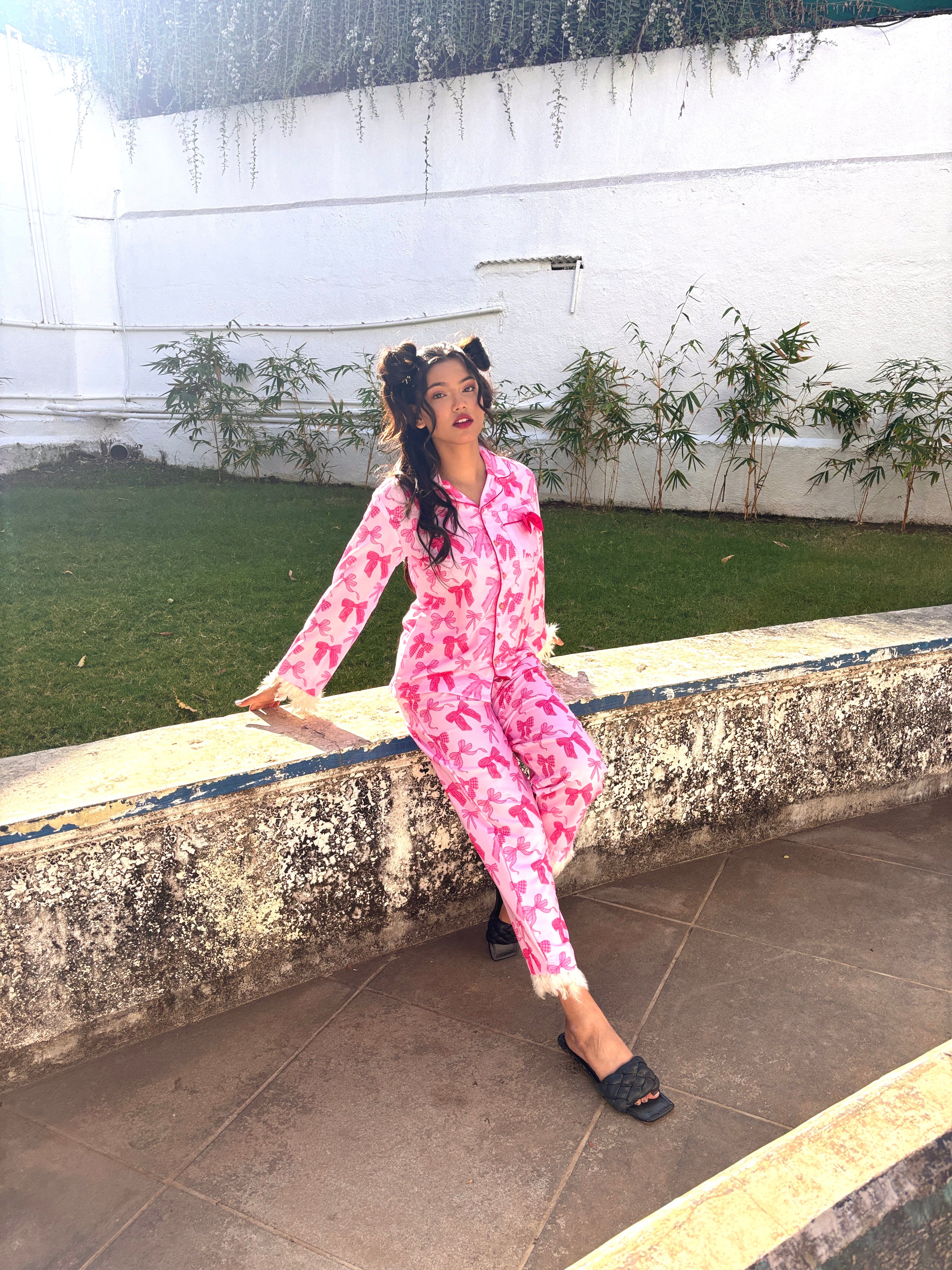 Pookie’s Pink Feathers Pj Set