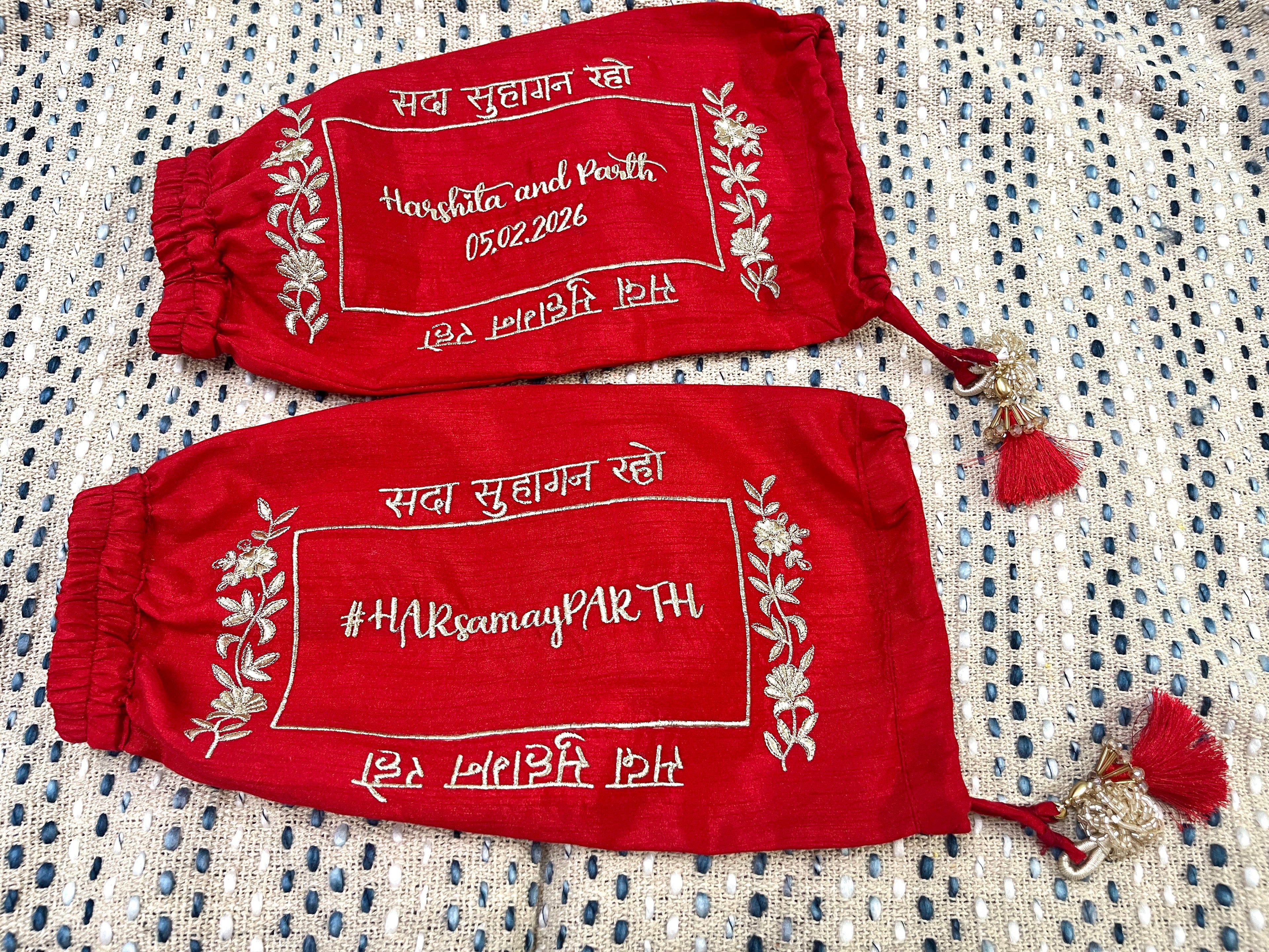 Sada suhagan raho Red Raw Silk Chooda Cover  | Prepaid Orders Only