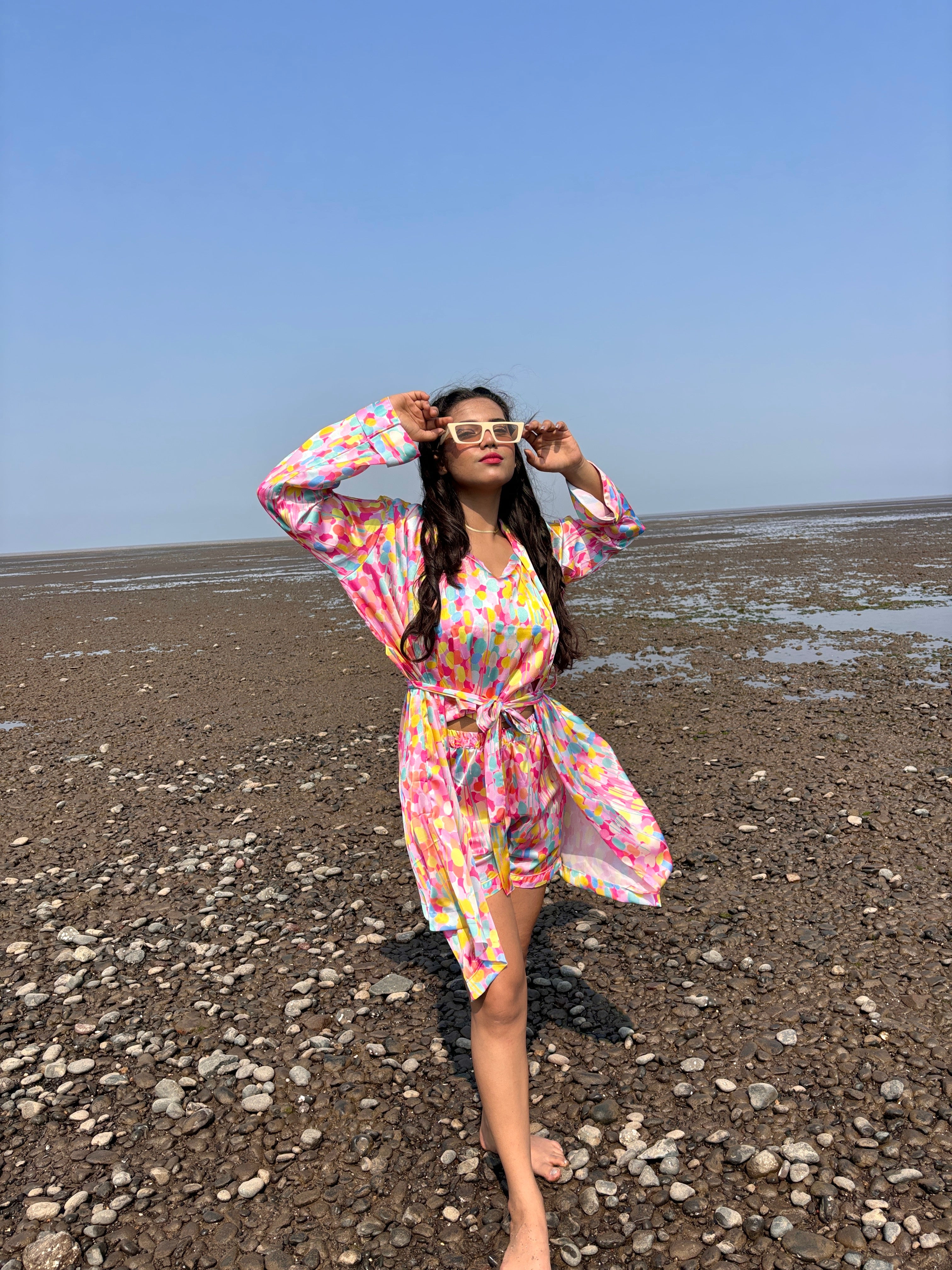 Multi dots Personalise Robe Set  | Prepaid Orders Only