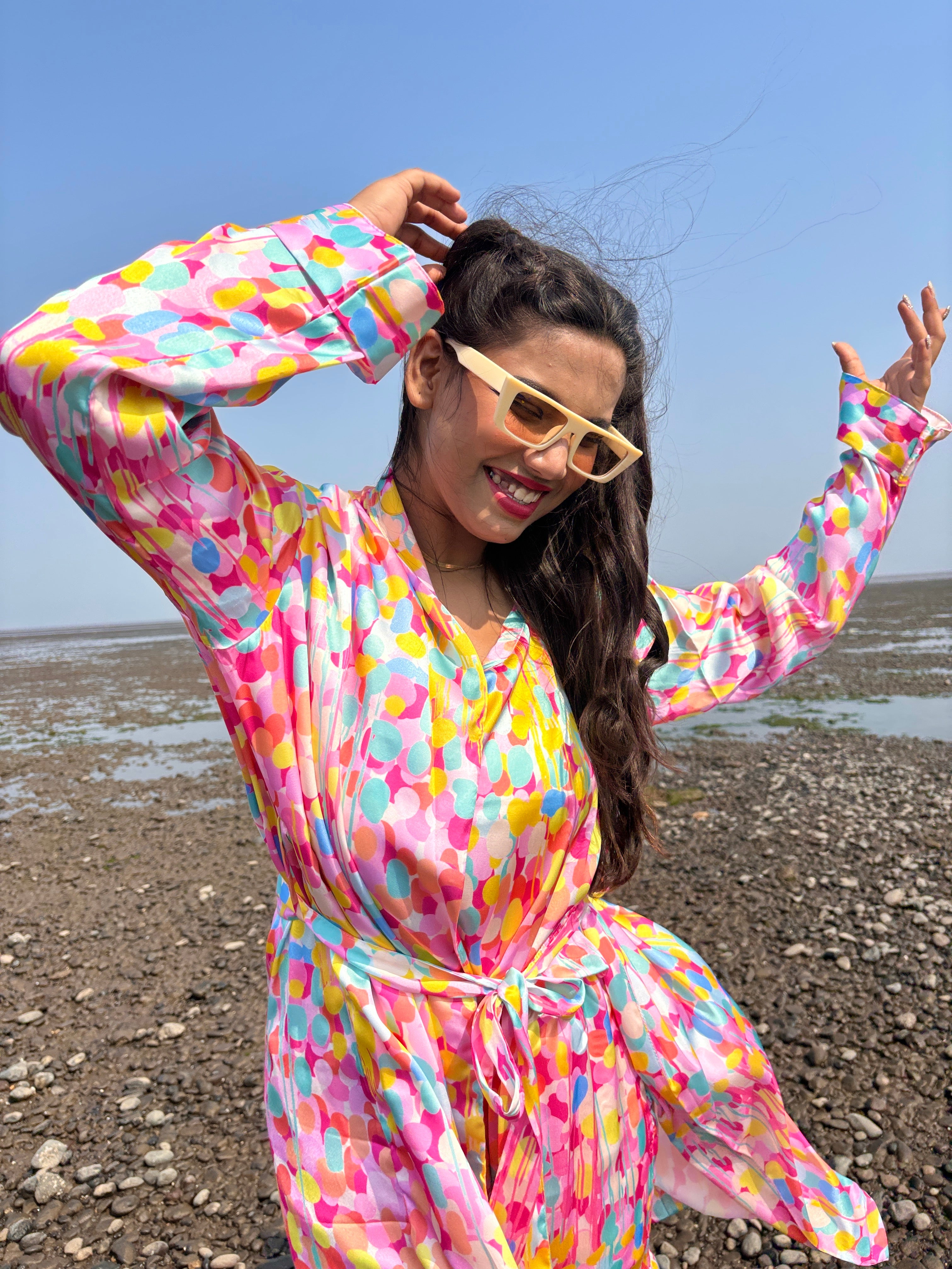 Multi dots Personalise Robe Set  | Prepaid Orders Only