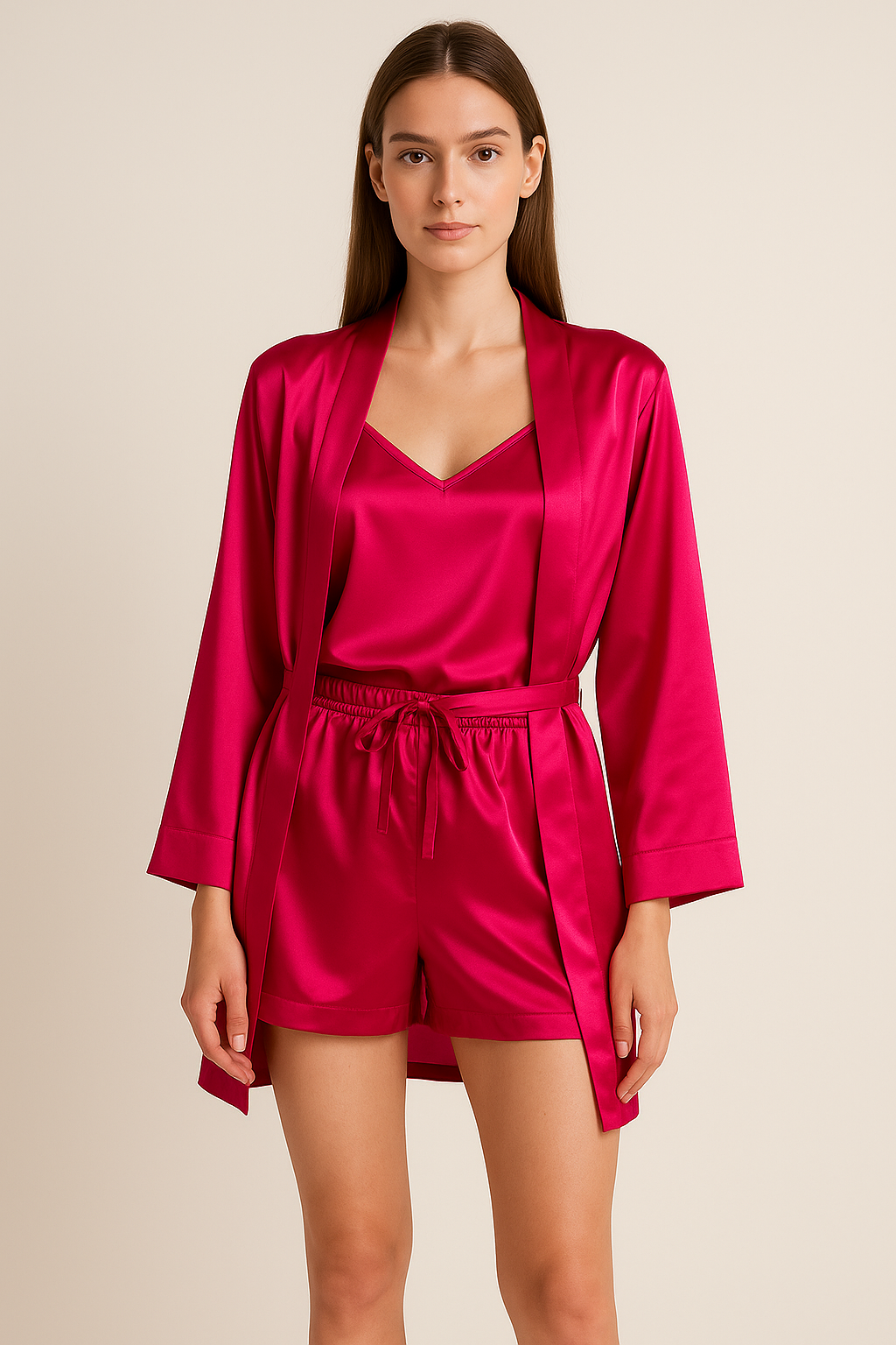 Magenta Personalise Robe + Camisole + Shorts Set  | Prepaid Orders Only