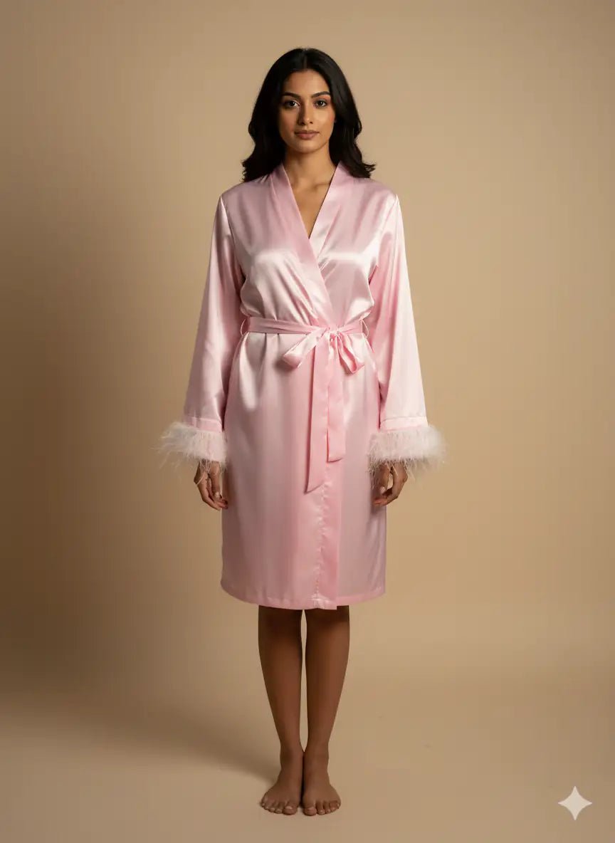 Baby Pink Feather Personalise Robe | Prepaid Orders Only - Comfy Nights