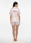 Baby Pink Personalise Satin Shorts Set | Prepaid Orders Only - Comfy Nights
