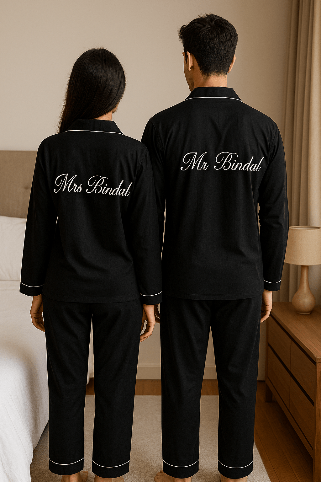 Black Cotton Couple Set | Prepaid Orders Only - Comfy Nights