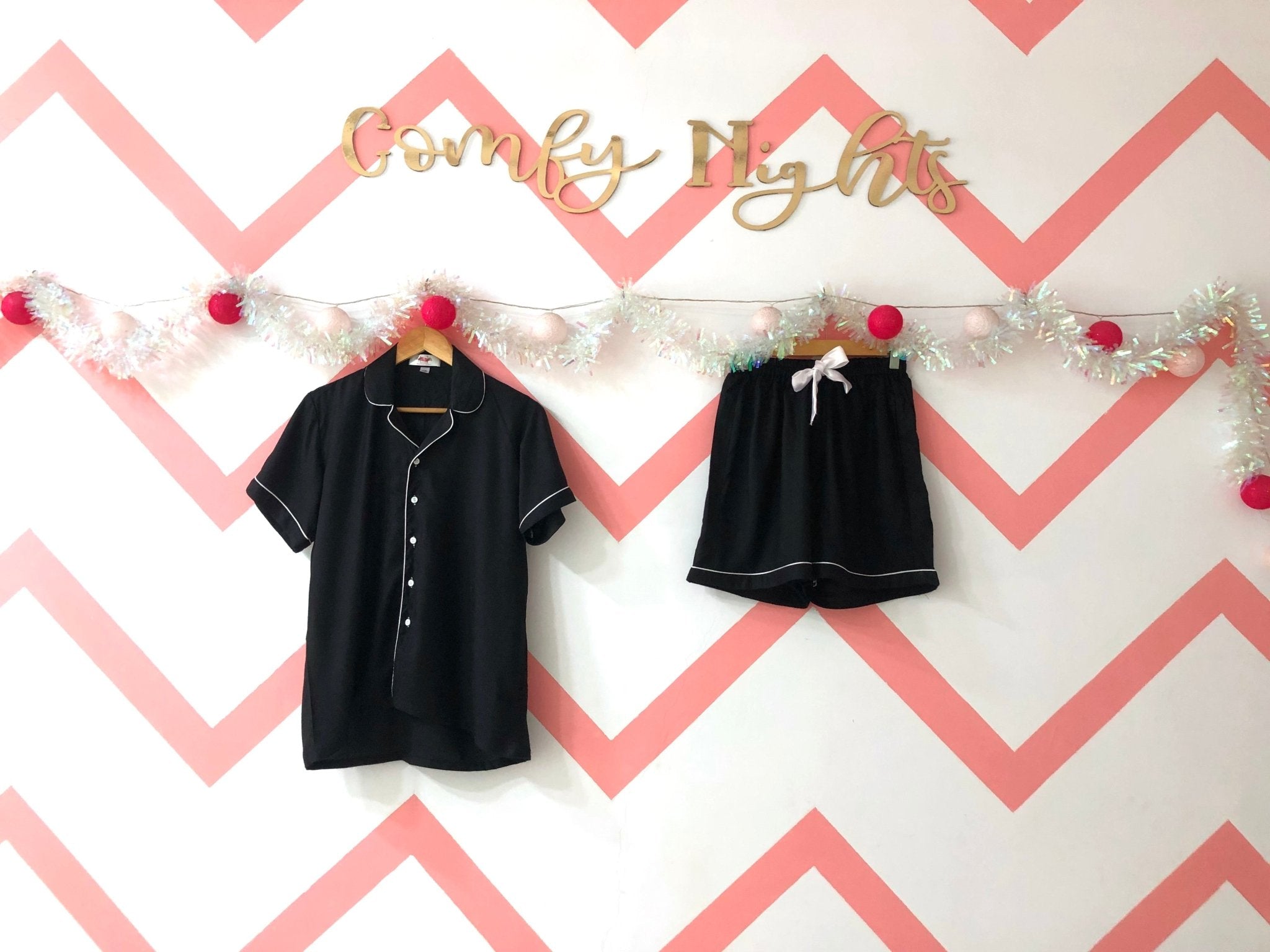 Black Cotton Shorts Set (Women) - Comfy Nights