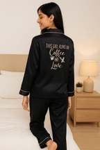 Black Personalise Satin Pj Set (Edit 2) | Prepaid Orders Only - Comfy Nights