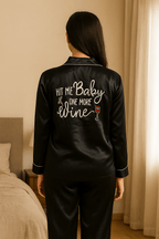 Black Personalise Satin Pj Set | Prepaid Orders Only - Comfy Nights