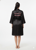 Black Satin Personalise Robe + Camisole | Prepaid Orders Only - Comfy Nights