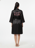Black Satin Personalise Robe + Camisole | Prepaid Orders Only - Comfy Nights