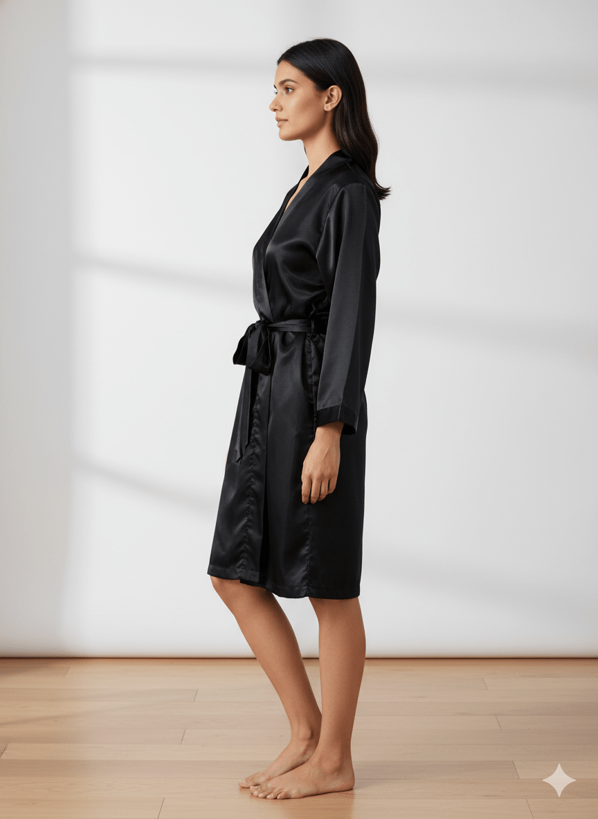 Black Satin Personalise Robe | Prepaid Orders Only - Comfy Nights