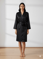 Black Satin Personalise Robe | Prepaid Orders Only - Comfy Nights