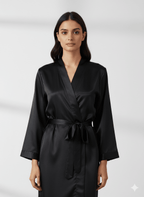 Black Satin Personalise Robe | Prepaid Orders Only - Comfy Nights
