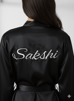 Black Satin Personalise Robe | Prepaid Orders Only - Comfy Nights