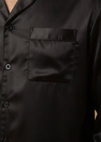 Black Satin PJ Set for Men - Comfy Nights