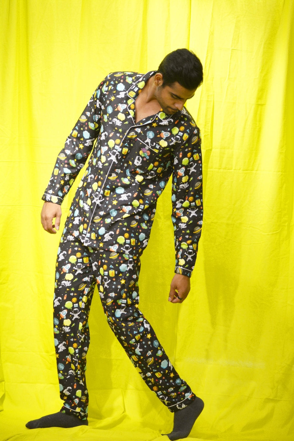 Black Space Pj Set (Men) - Comfy Nights