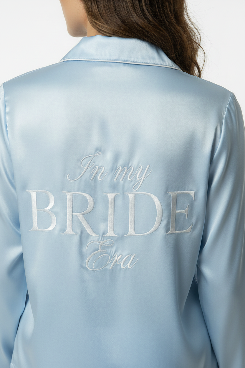 Powder Blue Personalise Satin Pj Set