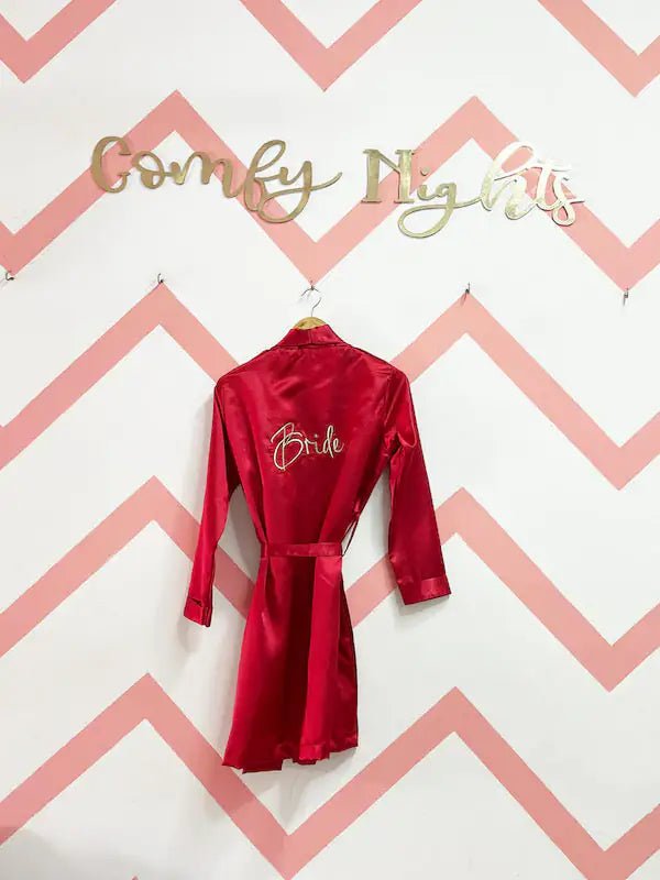 Bride's Gold thread work Robe | Prepaid Orders Only - Comfy Nights