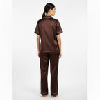 Brown Satin Pj Set | Prepaid Orders Only - Comfy Nights