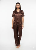 Brown Satin Pj Set | Prepaid Orders Only - Comfy Nights