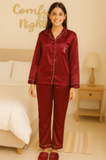 Burgundy Initial Personalise Pocket Pj Set  | Prepaid Orders Only