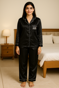 Black Personalise Satin Pj Set   | Prepaid Orders Only
