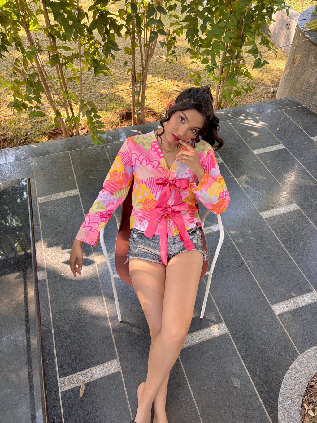 Candy sky wrap Blouse - Comfy Nights