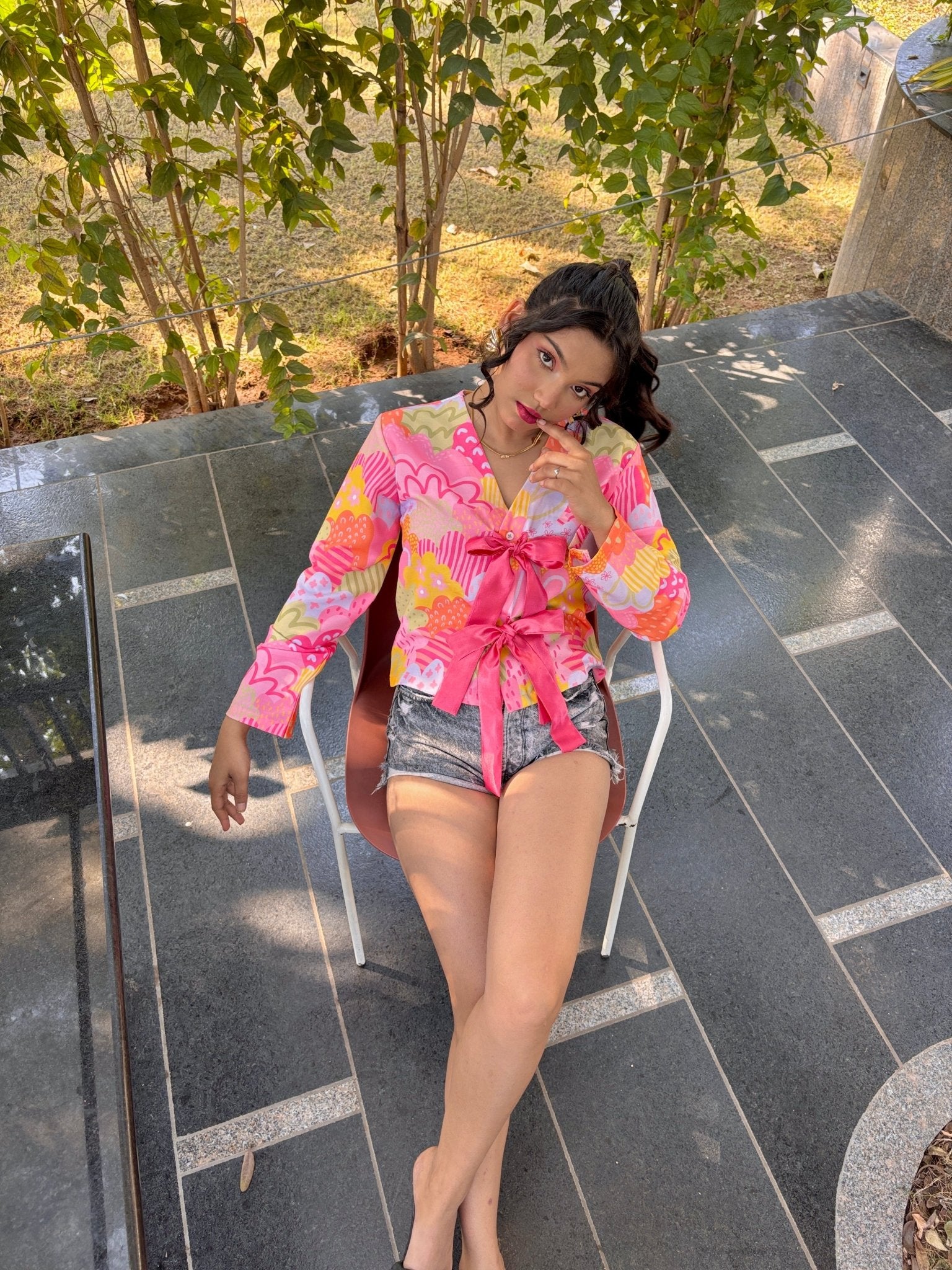 Candy sky wrap Blouse - Comfy Nights
