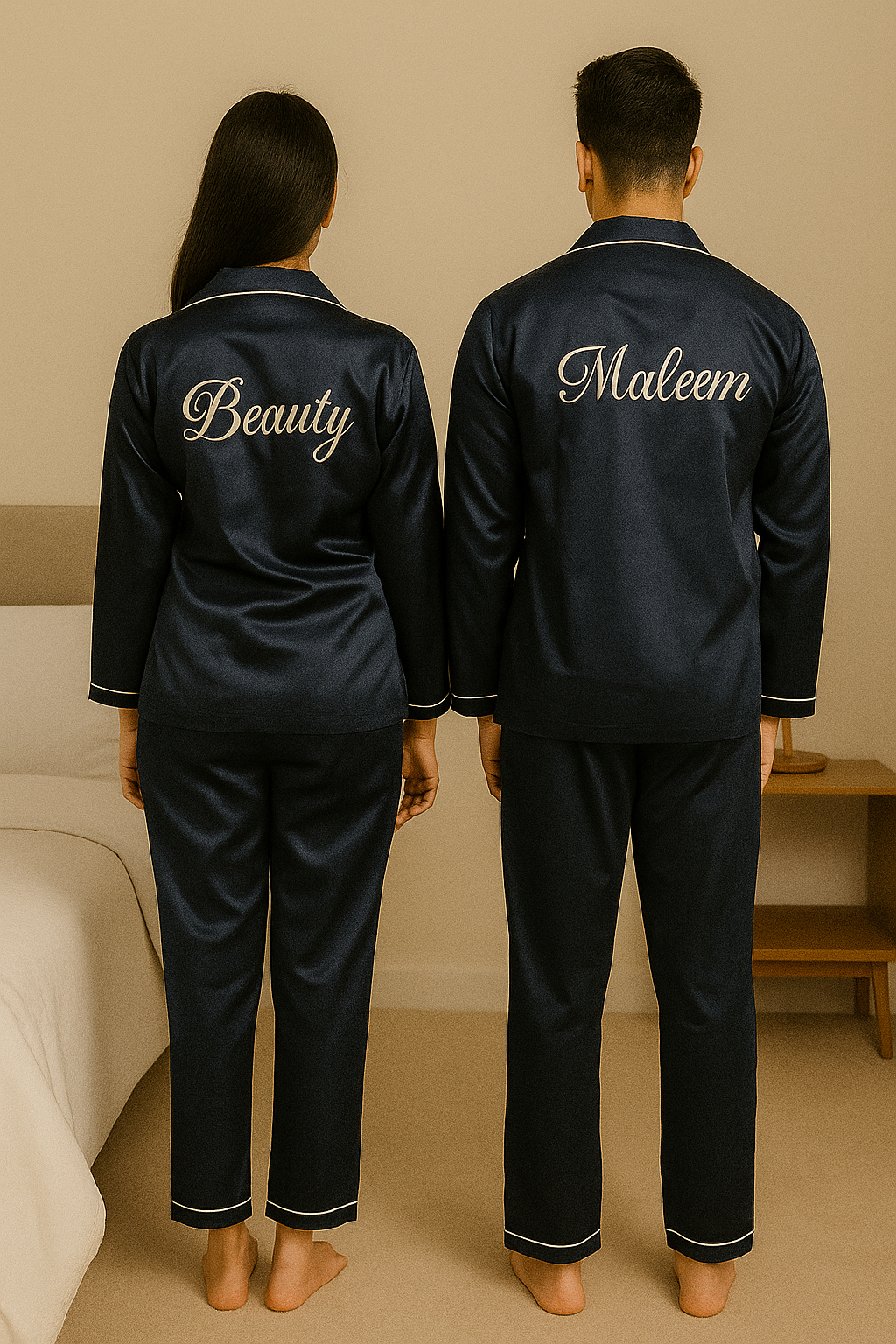 Blue Satin Couple Set  | Prepaid Orders Only
