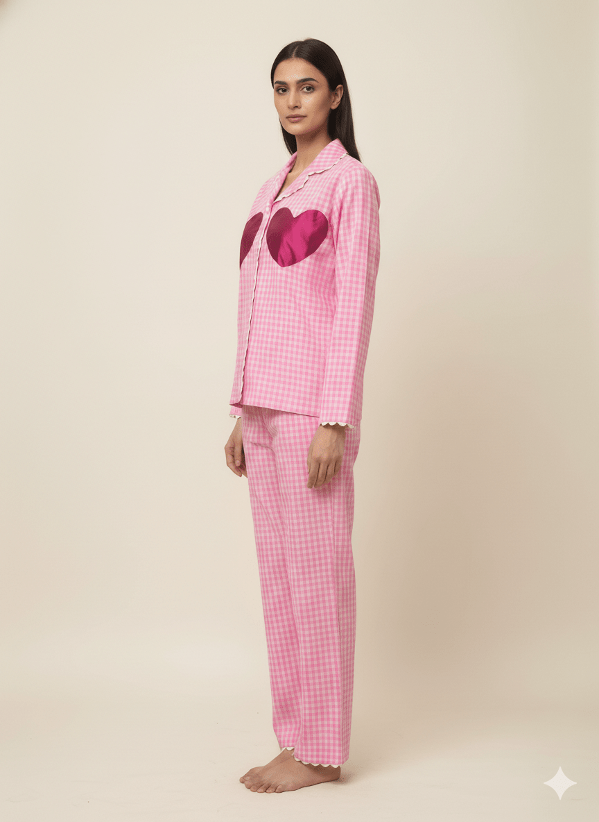 Checked Hearts Pj Set - Comfy Nights