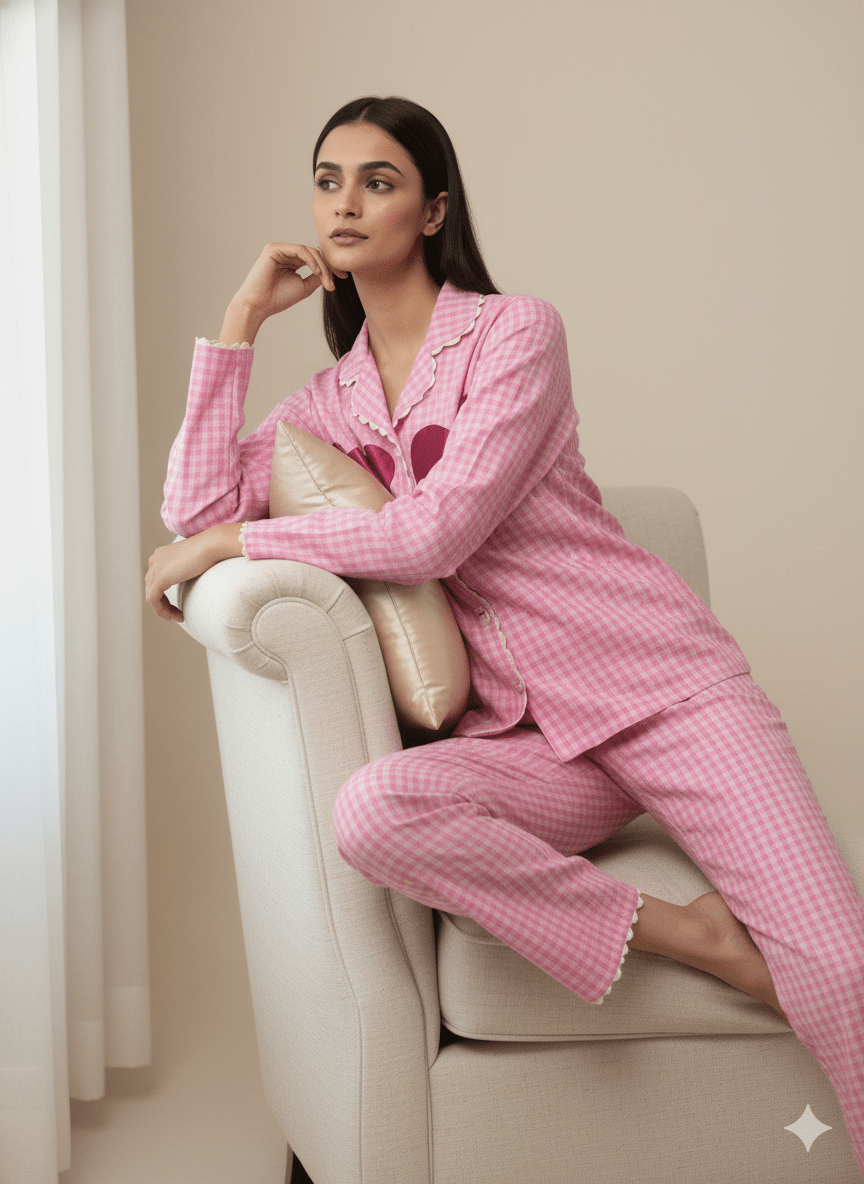 Checked Hearts Pj Set - Comfy Nights